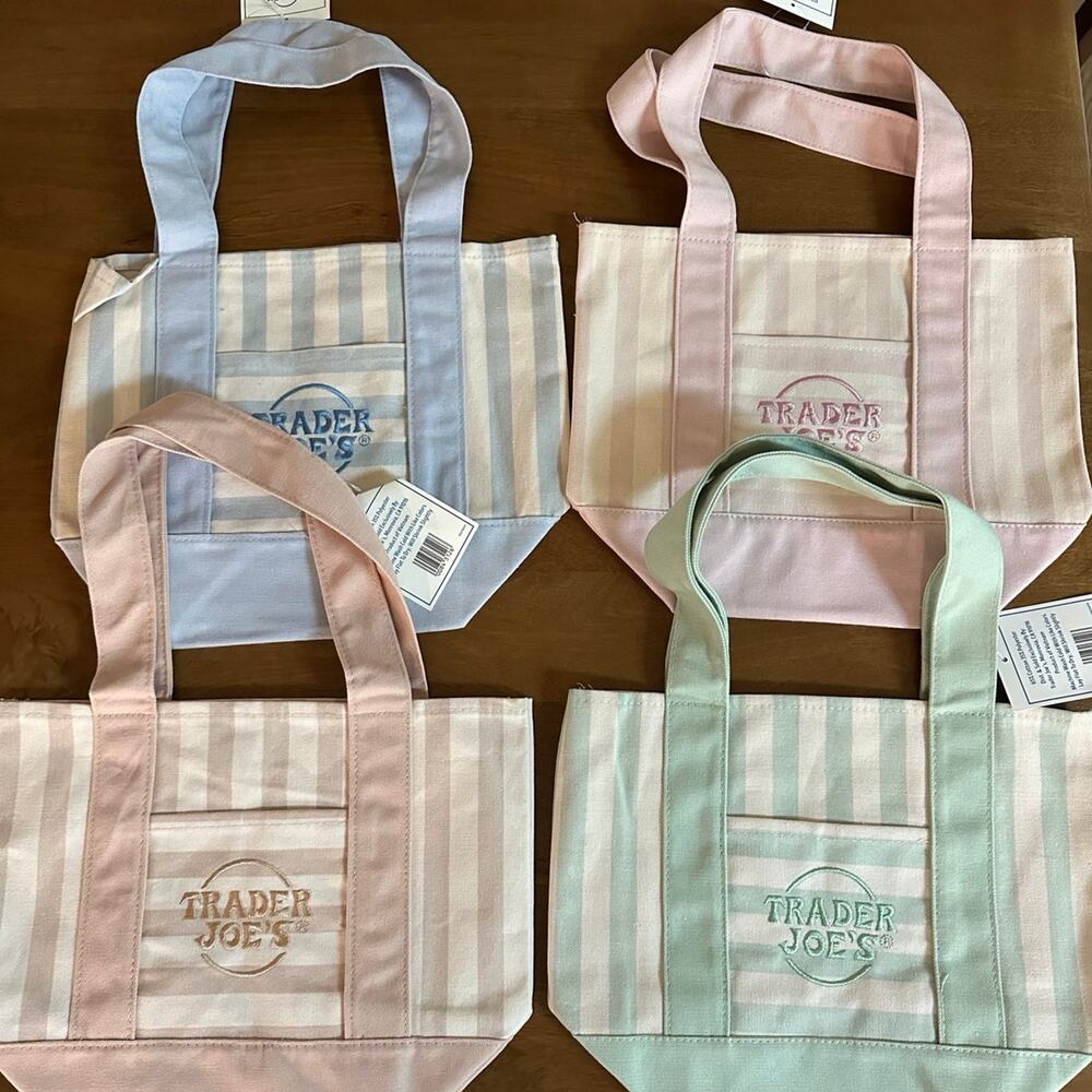 NWT Trader Joe's Striped Mini Canvas Tote Bag*PICK ONE